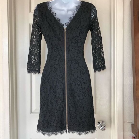 Diane Von Furstenberg Zarita Black Lace Sheath Dress - Picture 6 of 15